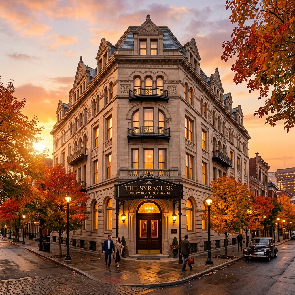 Genesee Grande Hotel downtown Syracuse NY boutique hotel exterior